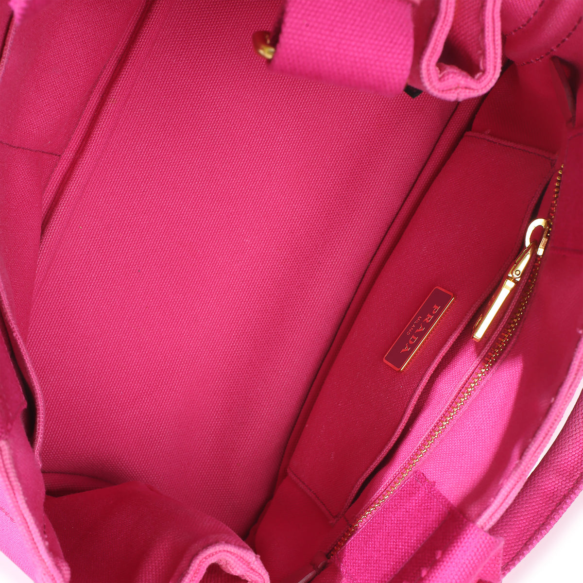 Prada Dark Pink Canvas White Logo Small Canapa Tote Handbag 8