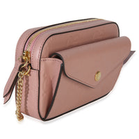 Gucci Light Pink Calfskin Debossed GG Super Mini Chain Wallet Handbag 3