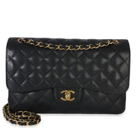 Chanel Black Quilted Caviar Jumbo Classic Double Flap Bag Handbag id