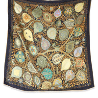 Hermès Black Kaki Multicolor L’arbre de Vie Silk Scarf 90 id