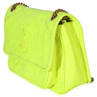 Saint Laurent Yellow Crinkled Calfskin Matelasse Baby Niki Chain Satchel Handbag 2