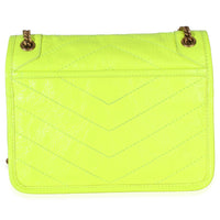 Saint Laurent Yellow Crinkled Calfskin Matelasse Baby Niki Chain Satchel Handbag 4
