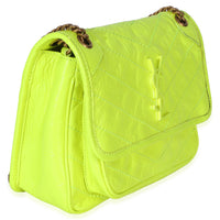 Saint Laurent Yellow Crinkled Calfskin Matelasse Baby Niki Chain Satchel Handbag 3