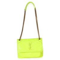 Saint Laurent Yellow Crinkled Calfskin Matelasse Baby Niki Chain Satchel Handbag 8