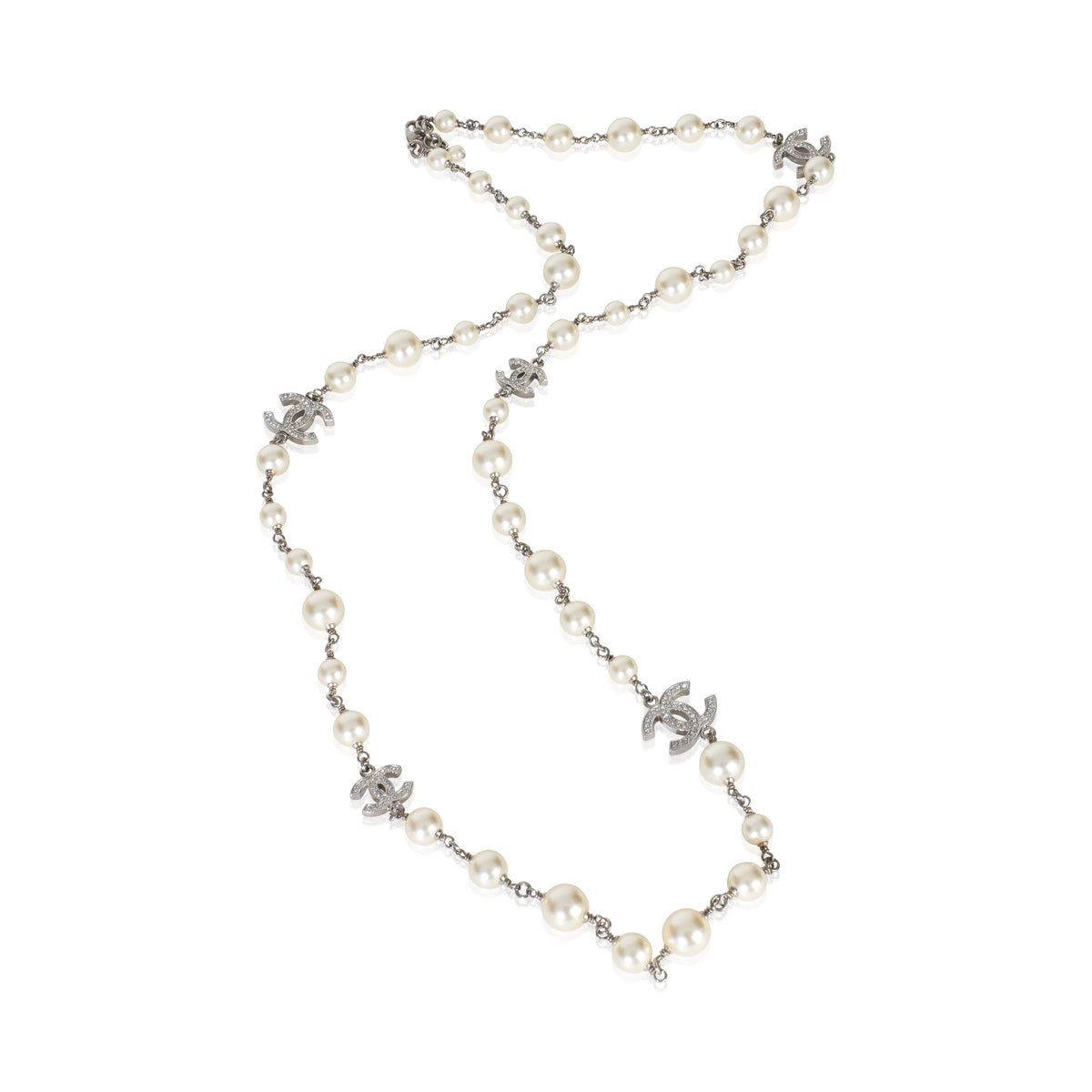 Chanel 2023 Faux Pearl & Strass CC Station Necklace pv