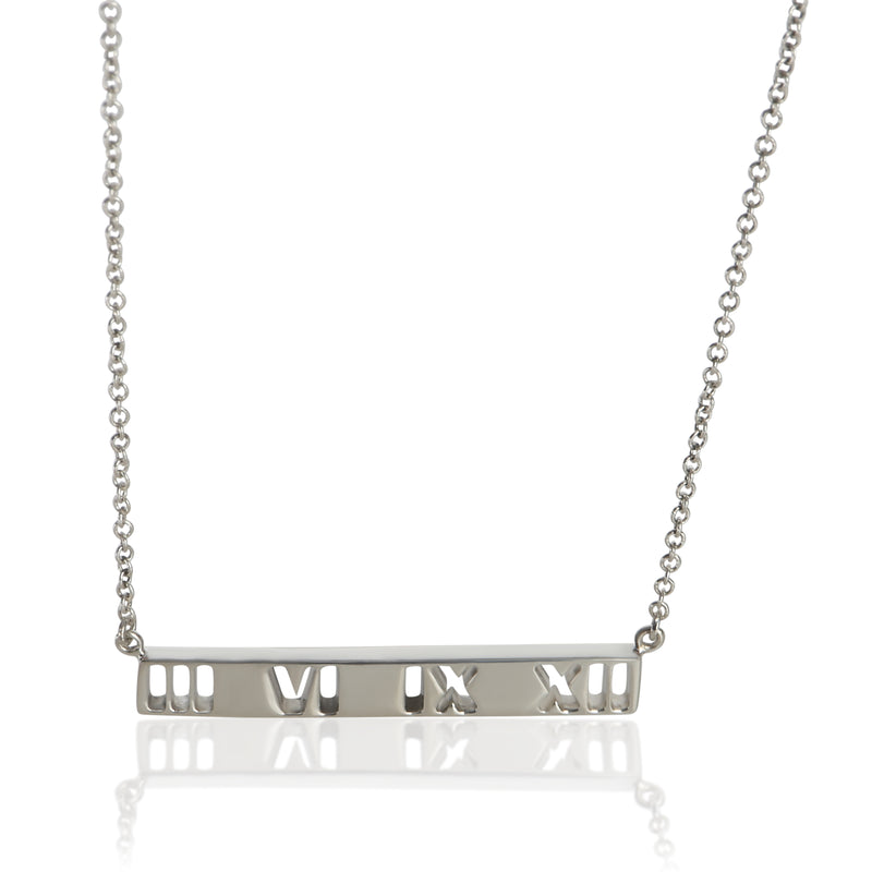 Tiffany & Co. Sterling Silver  Atlas Pierced Bar Pendant fv