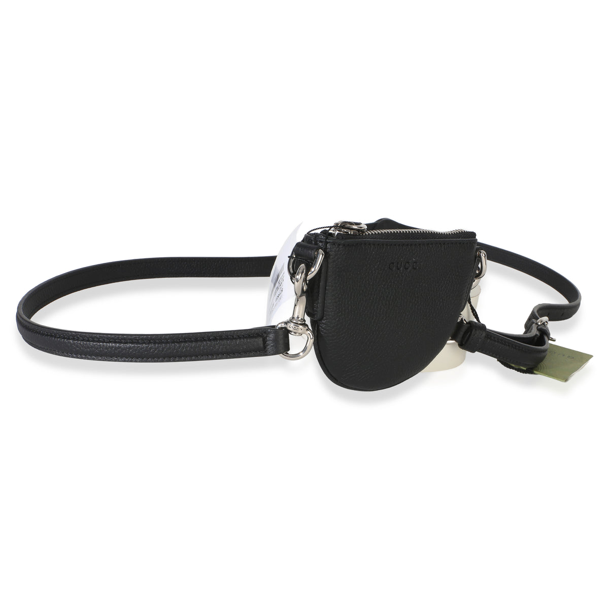 Gucci Black Pebbled Calfskin Mini B Shoulder Pouch Handbag 3
