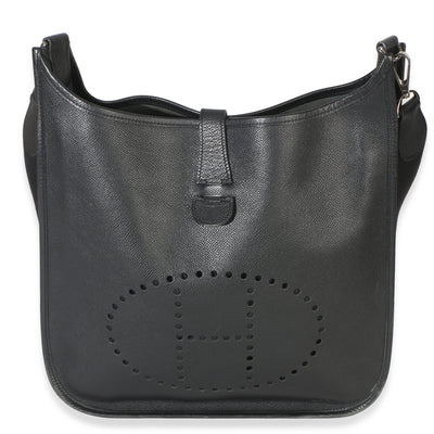Hermès Vintage Black Epsom Evelyne III PM 29 PHW Handbag id