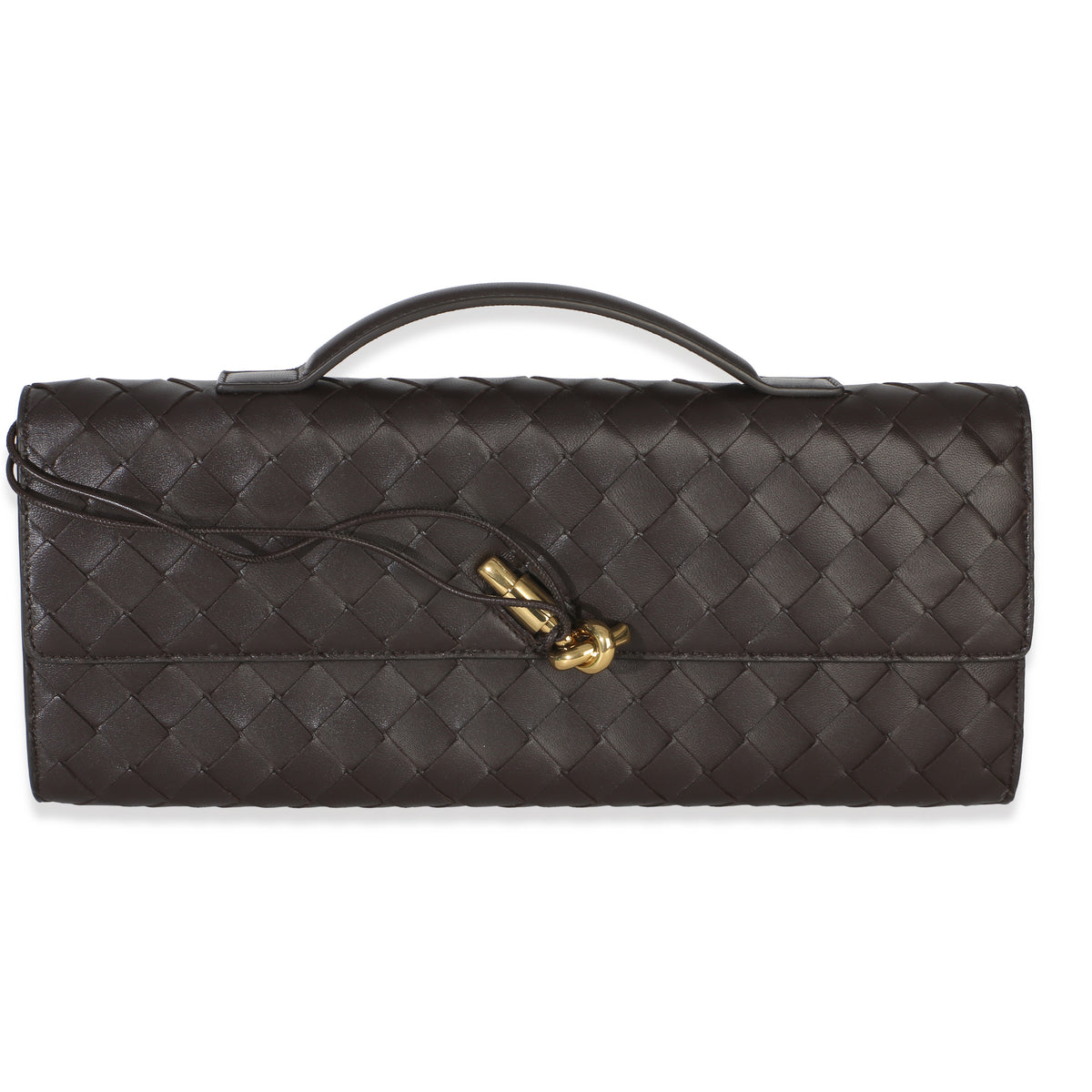 Bottega Veneta Brown Nappa Intrecciato Long Andiamo Top Handle Clutch Handbag id