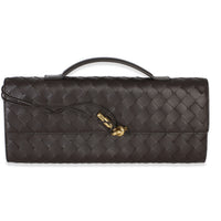 Bottega Veneta Brown Nappa Intrecciato Long Andiamo Top Handle Clutch Handbag id