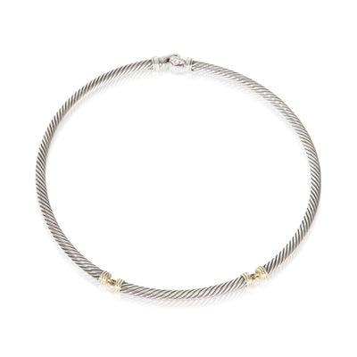 David Yurman Yellow Gold & Sterling Silver Metro Necklace fv