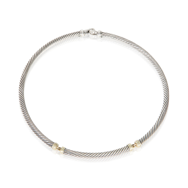 David Yurman Yellow Gold & Sterling Silver Metro Necklace fv