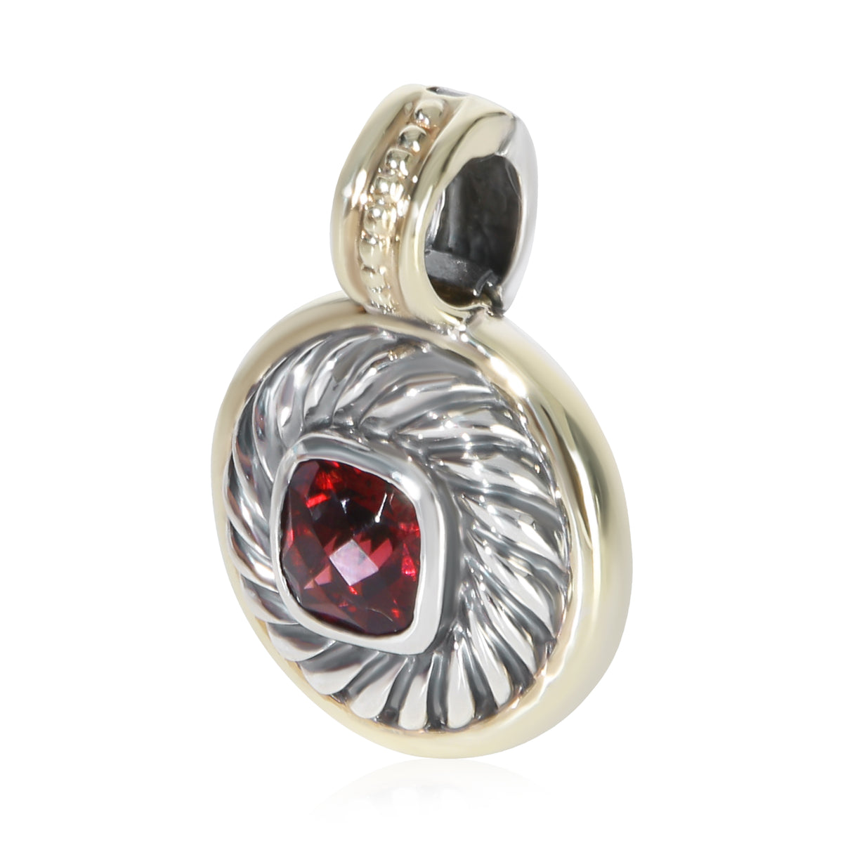 David Yurman Yellow Gold & Sterling Silver Garnet Albion Pendant 2