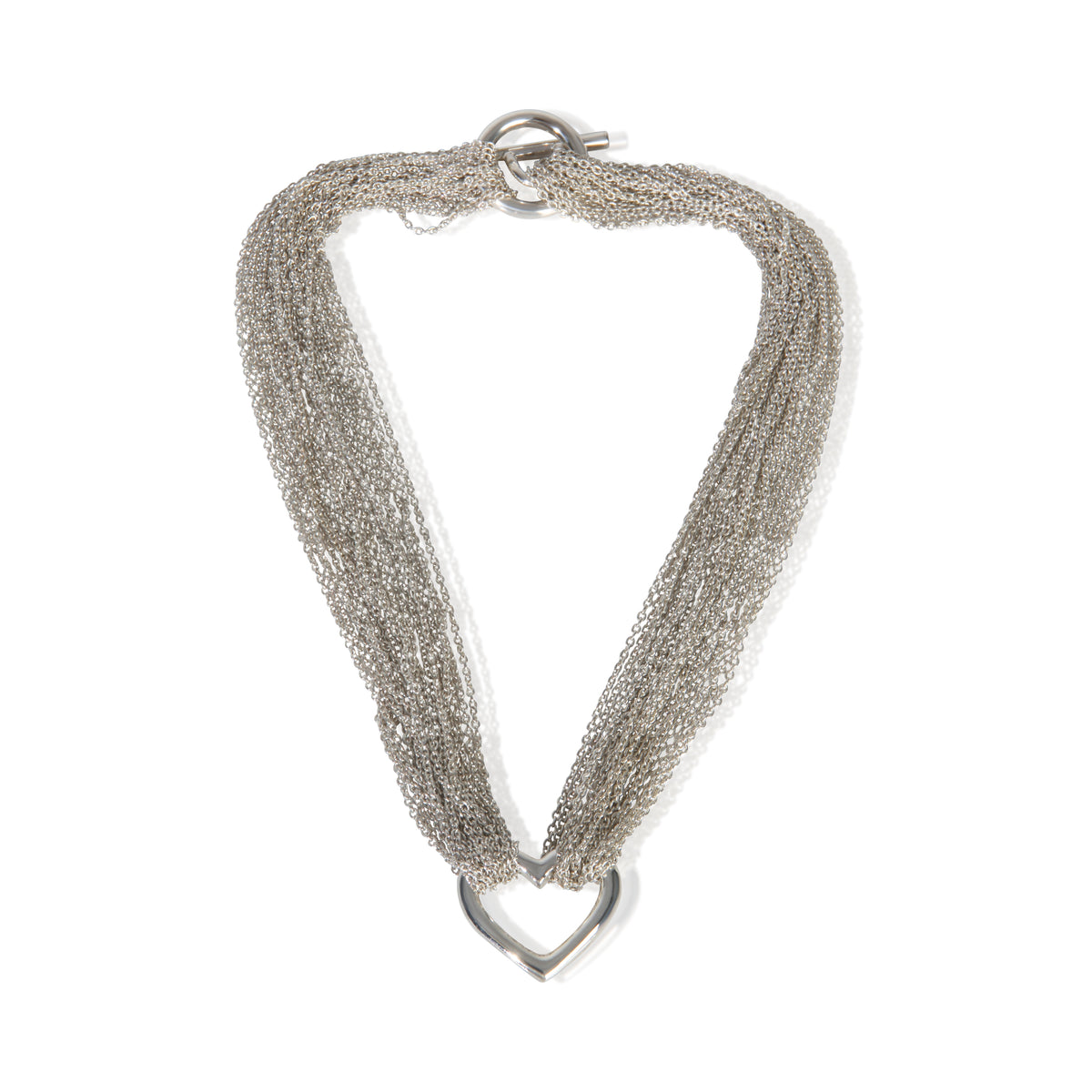 Tiffany & Co. Sterling Silver  Multi Strand Heart Necklace