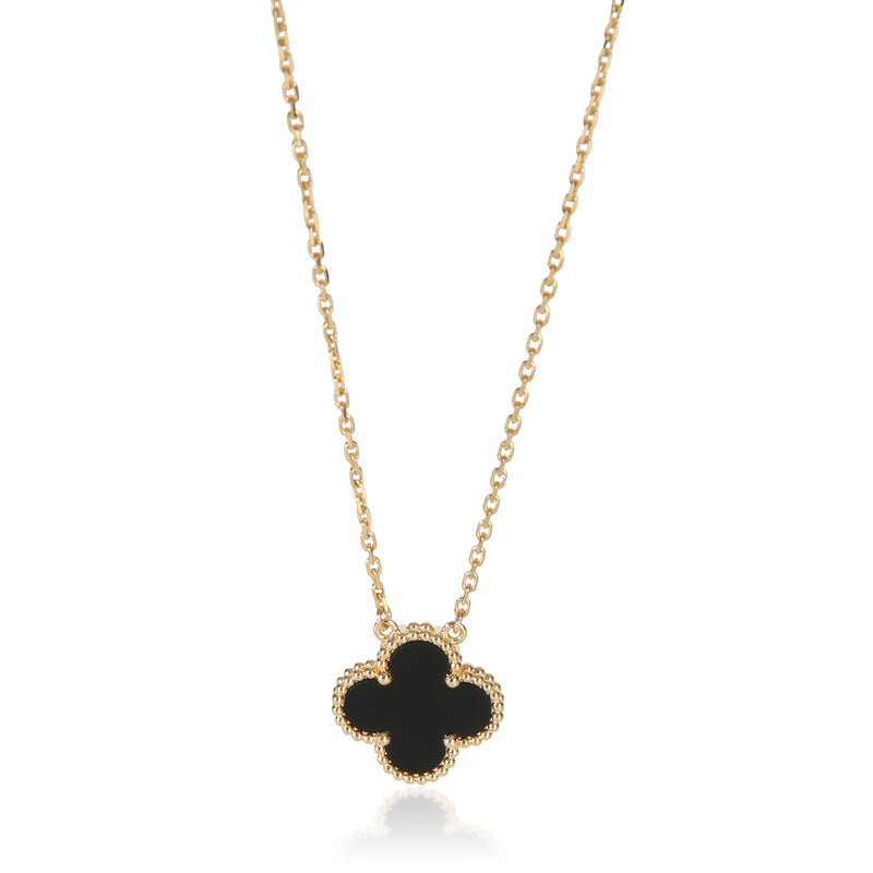 Van Cleef & Arpels Yellow Gold Onyx Vintage Alhambra Pendant fv