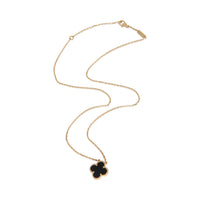 Van Cleef & Arpels Yellow Gold Onyx Vintage Alhambra Pendant pv