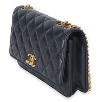 Chanel Blue Quilted Lambskin All Slide Long Wallet On Chain Handbag 2