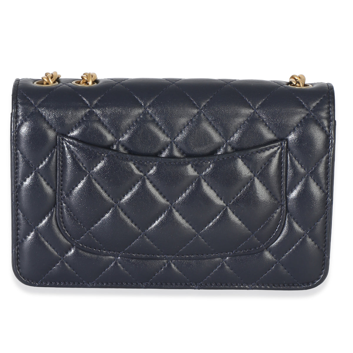 Chanel Blue Quilted Lambskin All Slide Long Wallet On Chain Handbag 4