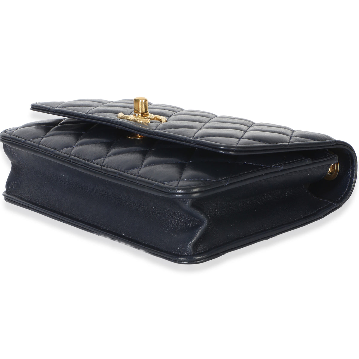 Chanel Blue Quilted Lambskin All Slide Long Wallet On Chain Handbag 6