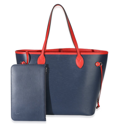 Louis Vuitton Blue Red Epi Neverfull MM Handbag fv