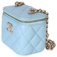 Chanel Blue Quilted Lambskin Coco Chain Mini Vanity Case Handbag 2