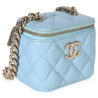 Chanel Blue Quilted Lambskin Coco Chain Mini Vanity Case Handbag 3