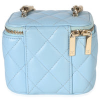 Chanel Blue Quilted Lambskin Coco Chain Mini Vanity Case Handbag 4