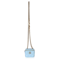 Chanel Blue Quilted Lambskin Coco Chain Mini Vanity Case Handbag 8