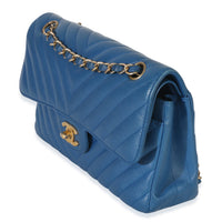 Chanel Blue Chevron Lambskin Small Classic Double Flap Bag Handbag 2