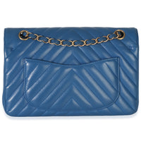 Chanel Blue Chevron Lambskin Small Classic Double Flap Bag Handbag 4