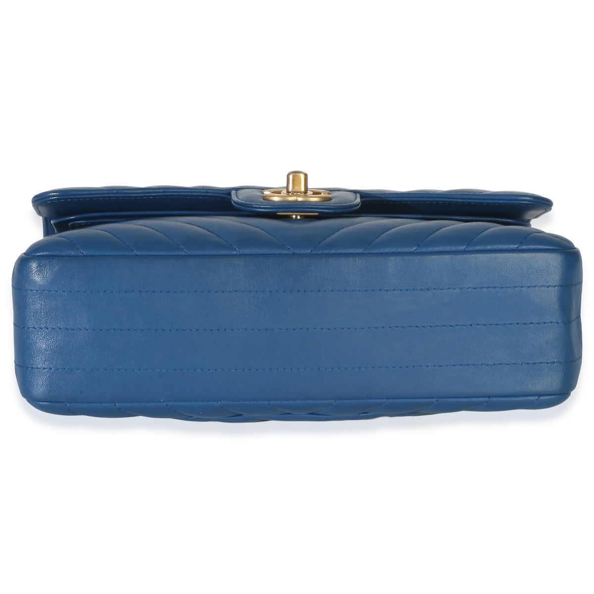 Chanel Blue Chevron Lambskin Small Classic Double Flap Bag Handbag 5