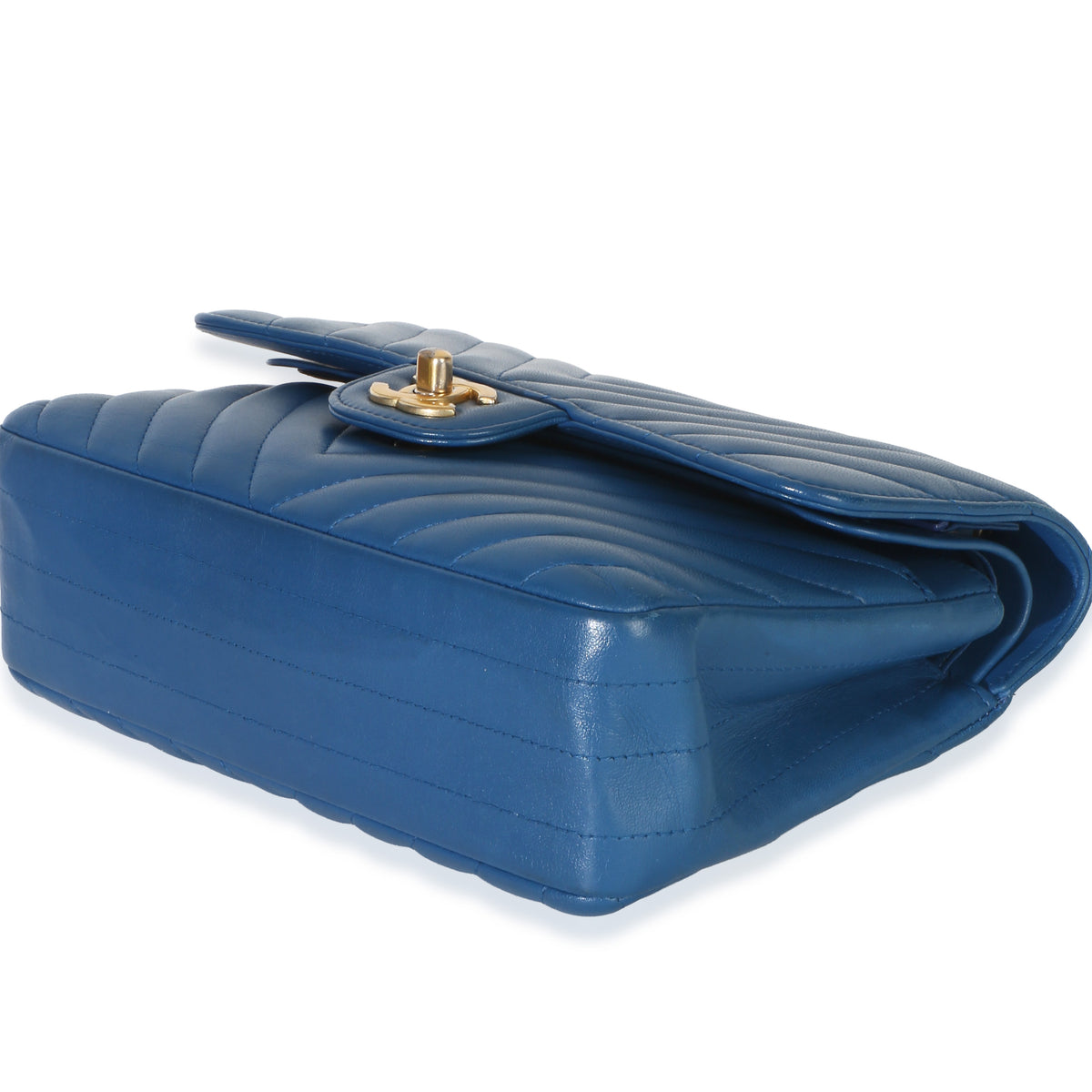 Chanel Blue Chevron Lambskin Small Classic Double Flap Bag Handbag 6