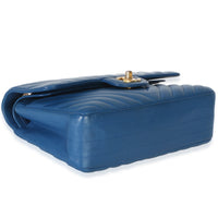 Chanel Blue Chevron Lambskin Small Classic Double Flap Bag Handbag 7