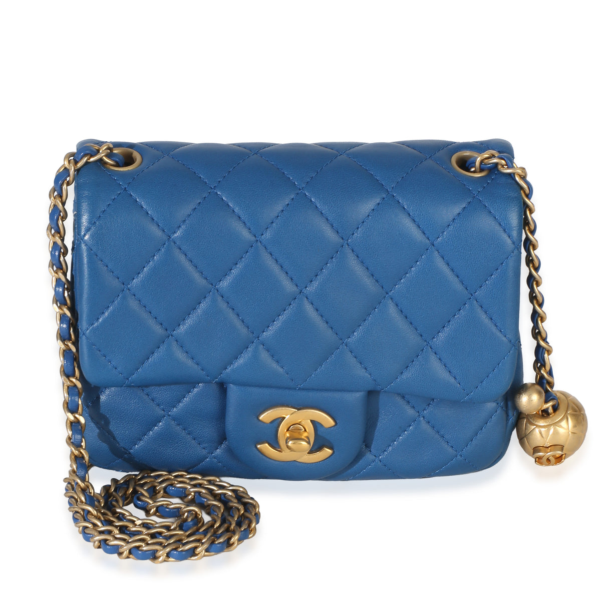 Chanel Blue Quilted Lambskin Mini Pearl Crush Flap Bag Handbag id