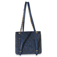 Chanel Dark Blue Quilted Denim Double You Backpack Handbag 4