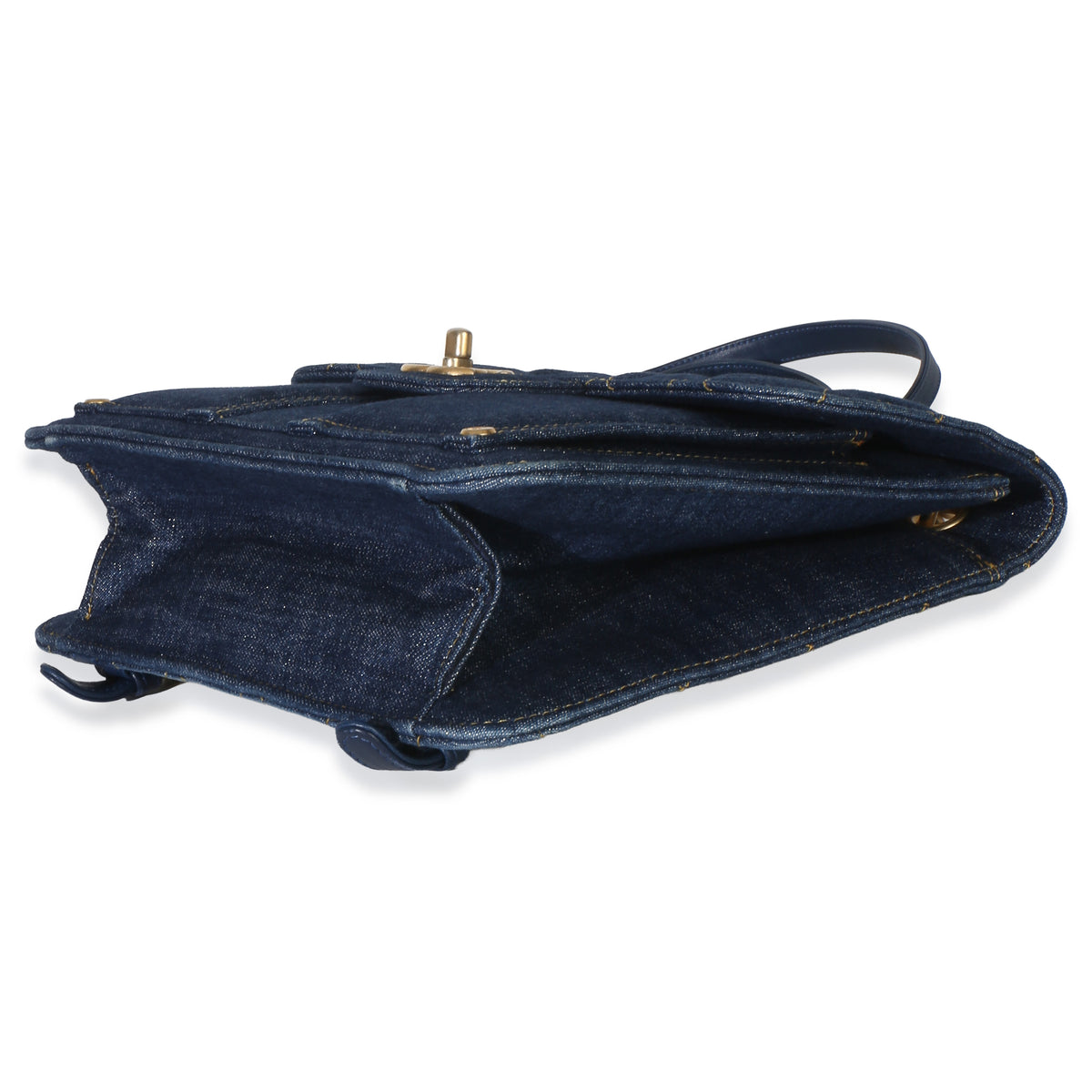 Chanel Dark Blue Quilted Denim Double You Backpack Handbag 6