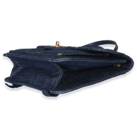 Chanel Dark Blue Quilted Denim Double You Backpack Handbag 6