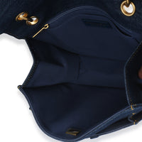 Chanel Dark Blue Quilted Denim Double You Backpack Handbag 8
