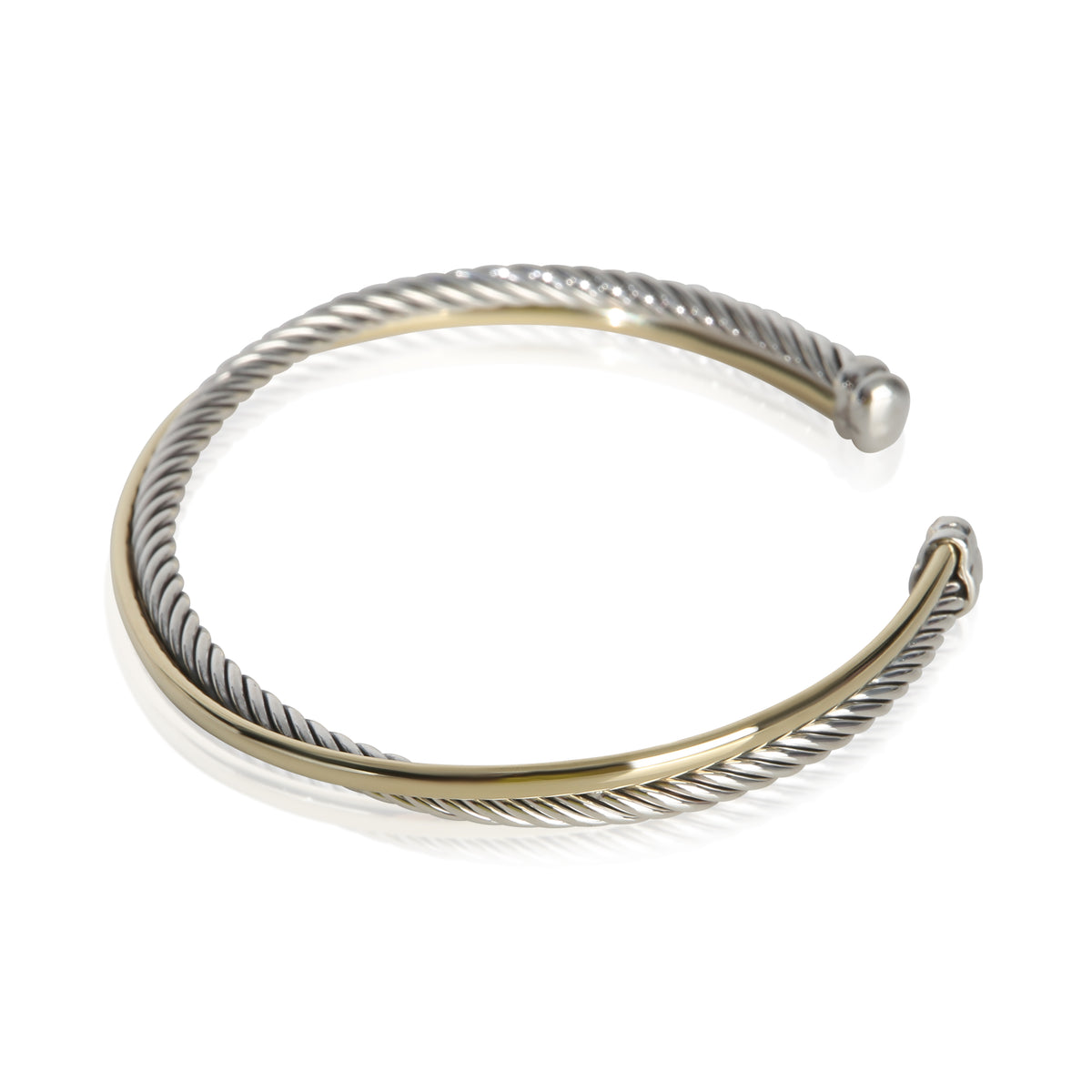 David Yurman Yellow Gold & Sterling Silver  Crossover Bracelet sv