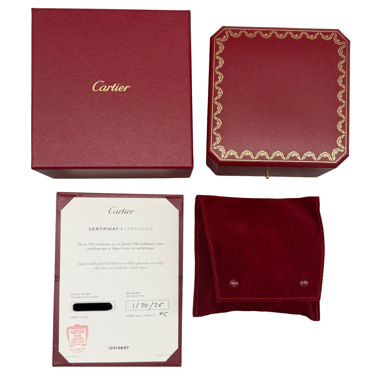 Cartier Yellow Gold Diamond Medium Model Love Bracelet box