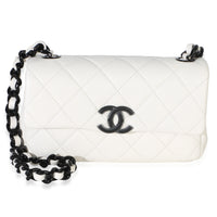 Chanel White Black Quilted Caviar Mini My Everything Flap Handbag id
