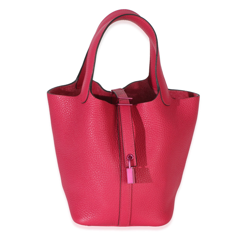 Hermès Rose Mexico Clemence Monochrome Picotin Lock 18 Handbag id