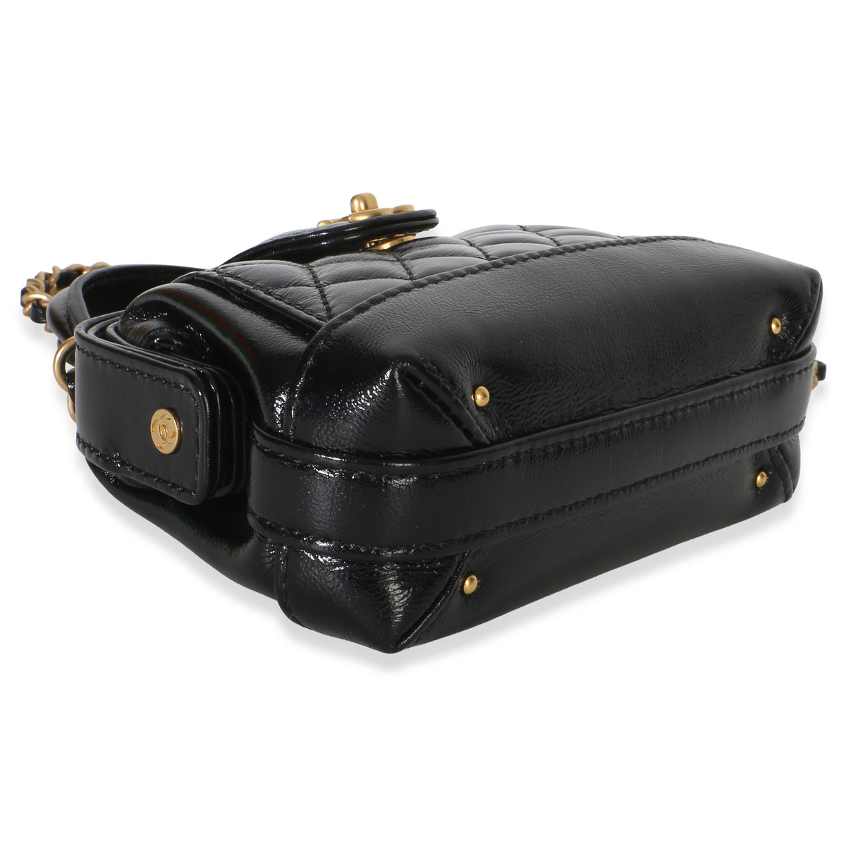 Chanel Black Quilted Shiny Lambskin Nano Cocodoc Clutch With Chain Handbag 6