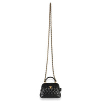 Chanel Black Quilted Shiny Lambskin Nano Cocodoc Clutch With Chain Handbag 7