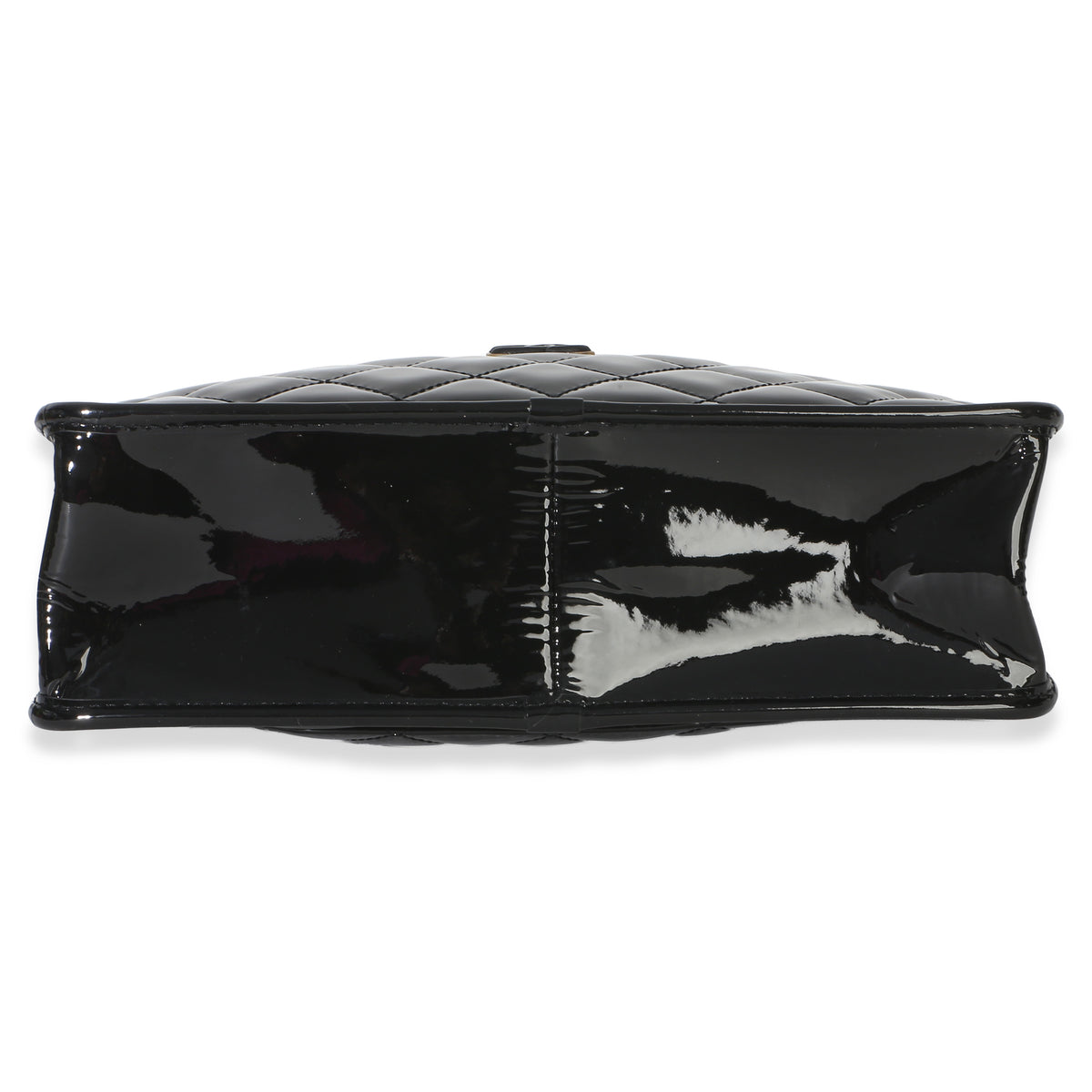 Chanel Black Quilted Patent Graphic Catch Small Shopping Bag Handbag 5