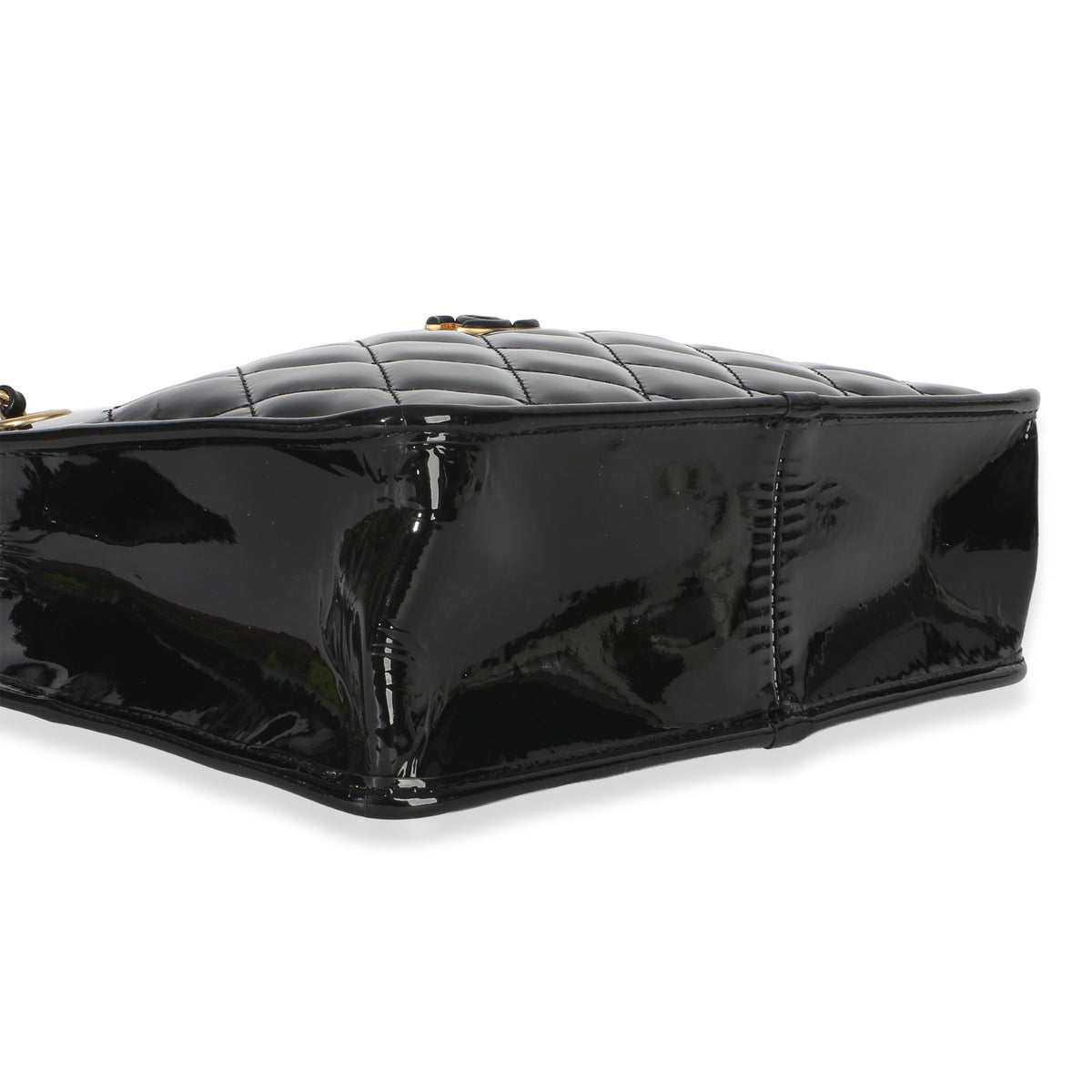 Chanel Black Quilted Patent Graphic Catch Small Shopping Bag Handbag 7