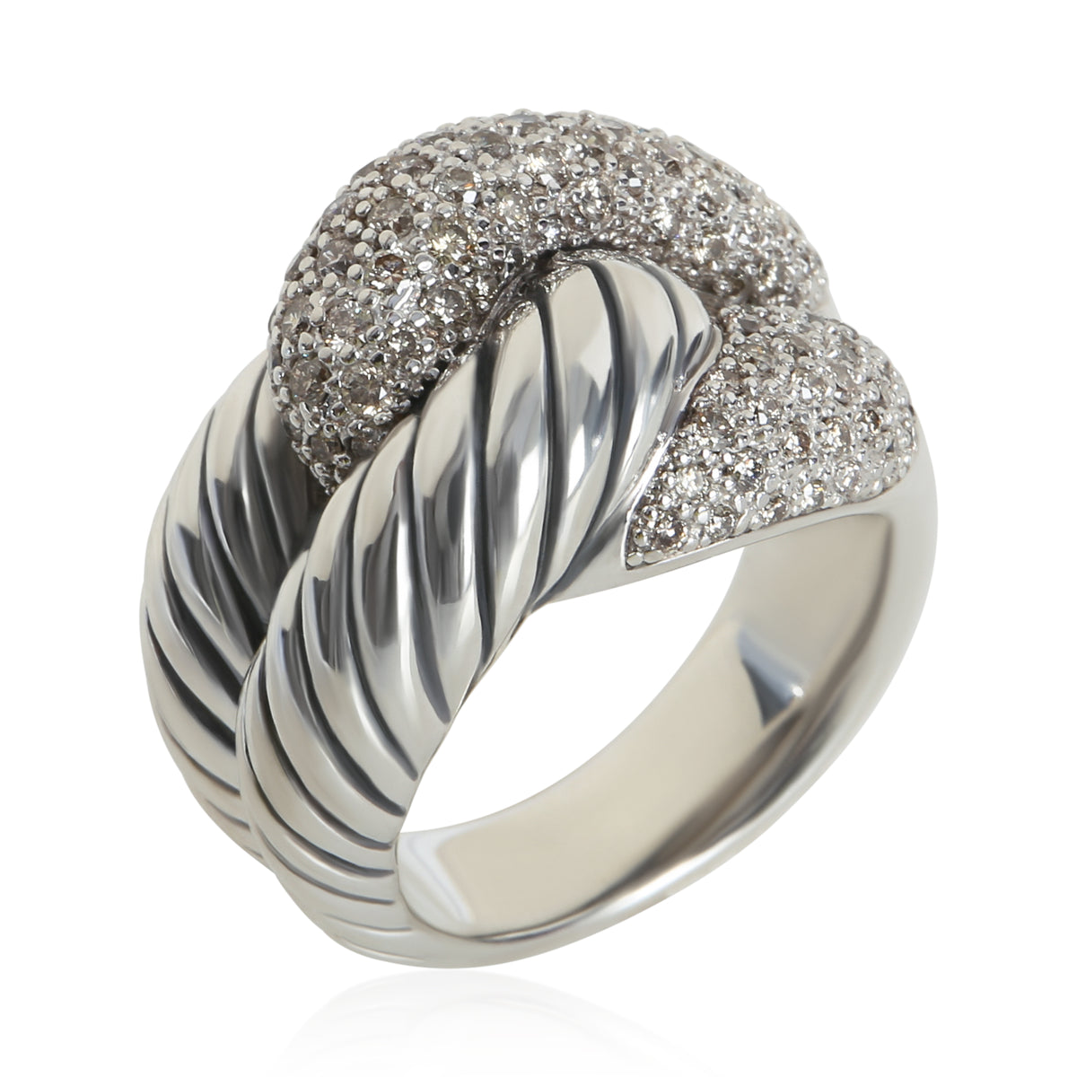 David Yurman Sterling Silver Diamond Infinity Knot Ring bv
