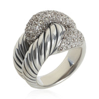 David Yurman Sterling Silver Diamond Infinity Knot Ring bv