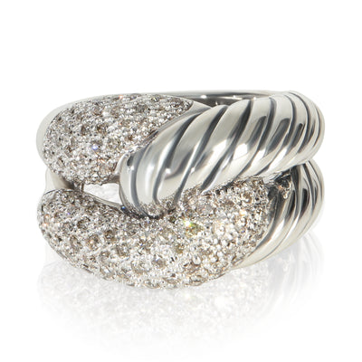 David Yurman Sterling Silver Diamond Infinity Knot Ring fv