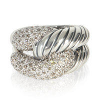 David Yurman Sterling Silver Diamond Infinity Knot Ring fv